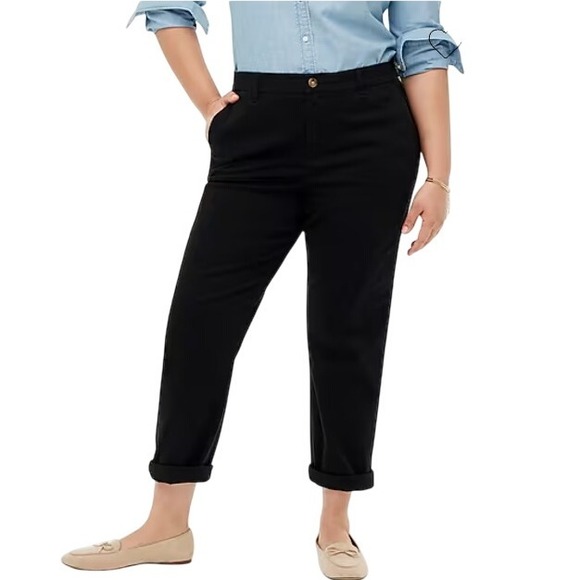 J.Crew High Rise Girlfriend Chino Pants Black Women's Size 18 Trousers NWT - Picture 1 of 9